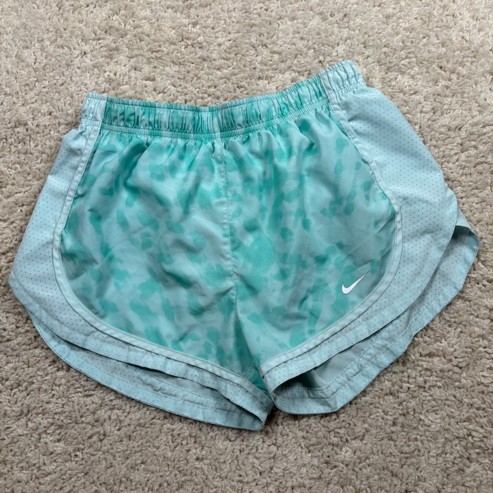 Nike Dri-FIT Womens Running Shorts Teal Mint Tie Dye‎ Athletic Shorts Size M